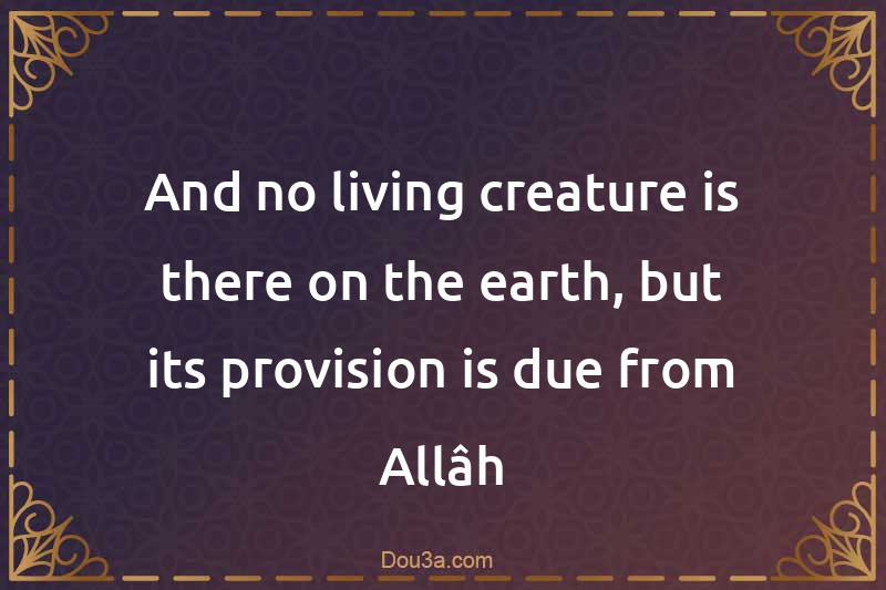 And no living creature is there on the earth, but its provision is due from Allâh